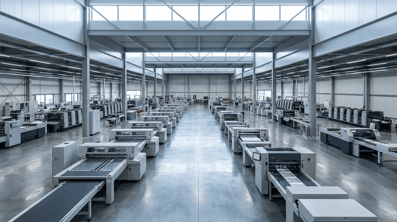 Modern manufacturing production line with sustainable material processing and monitoring